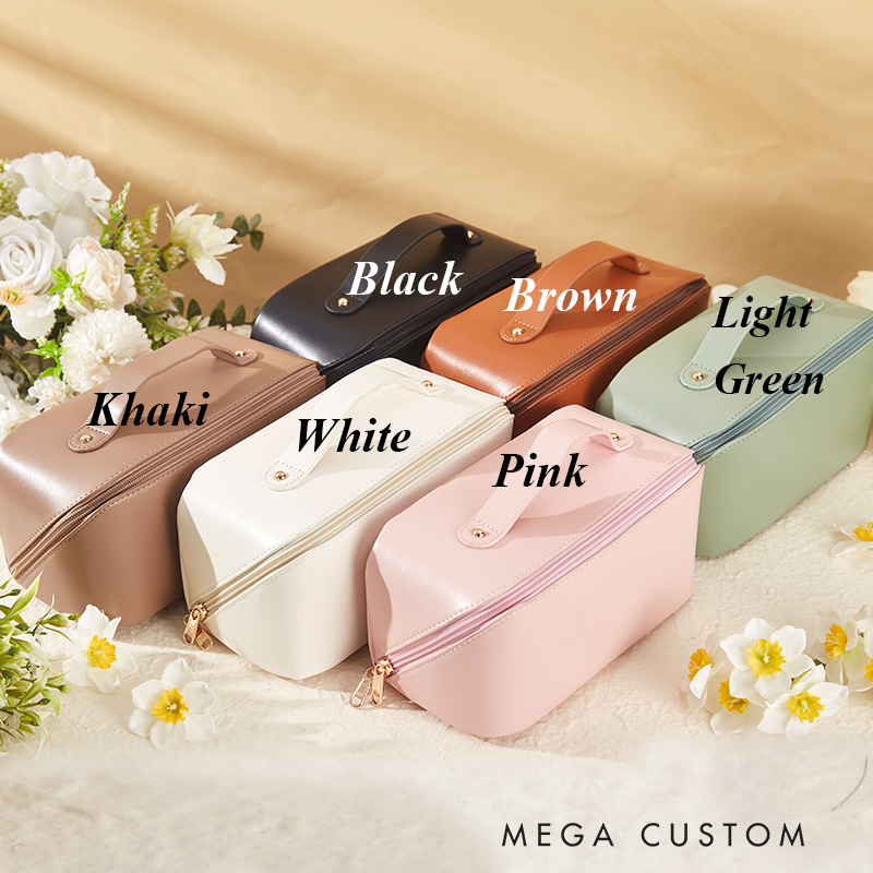 Personalized Cruise Stuff Cosmetic Bag for Traveling Lovers Custom Travel Makeup Bag Leather Toiletry Bag for Her