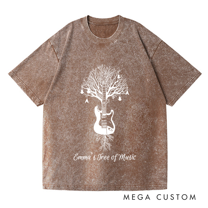 Personalized Washed T-Shirts Drum Kit T-Shirt Musical Drummer Tree Percussion in All Sizes T-Shirt