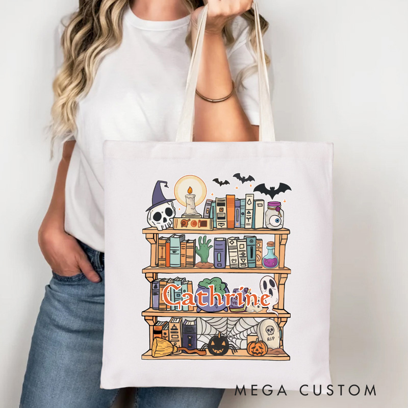 Personalized Hangin' With My Boos Halloween Tote Bag Custom Ghost Bag with Name Pumpkin Tote Bag Book Lover Gift Reading Lover Gift Halloween Gift