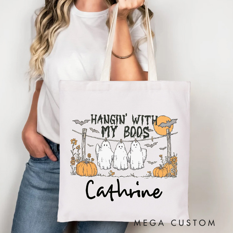 Personalized Vintage Read More Books Tote Bag Custom Ghost Reading Book Bag with Name Book Lover Gift Reading Lover Gift Halloween Gift