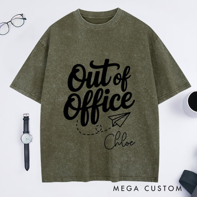 Personalized Out of Office Washed T-Shirt for Traveling Lovers Traveler Gifts Adventure Tee