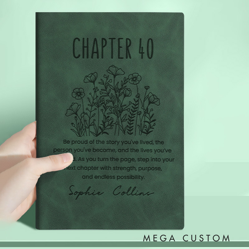Personalized Chapter 40 Journals Engraved Fortieth One More Chapter Journals with Name Leather Notebooks Book Lover Gift Bookish Gift Librarian Gift