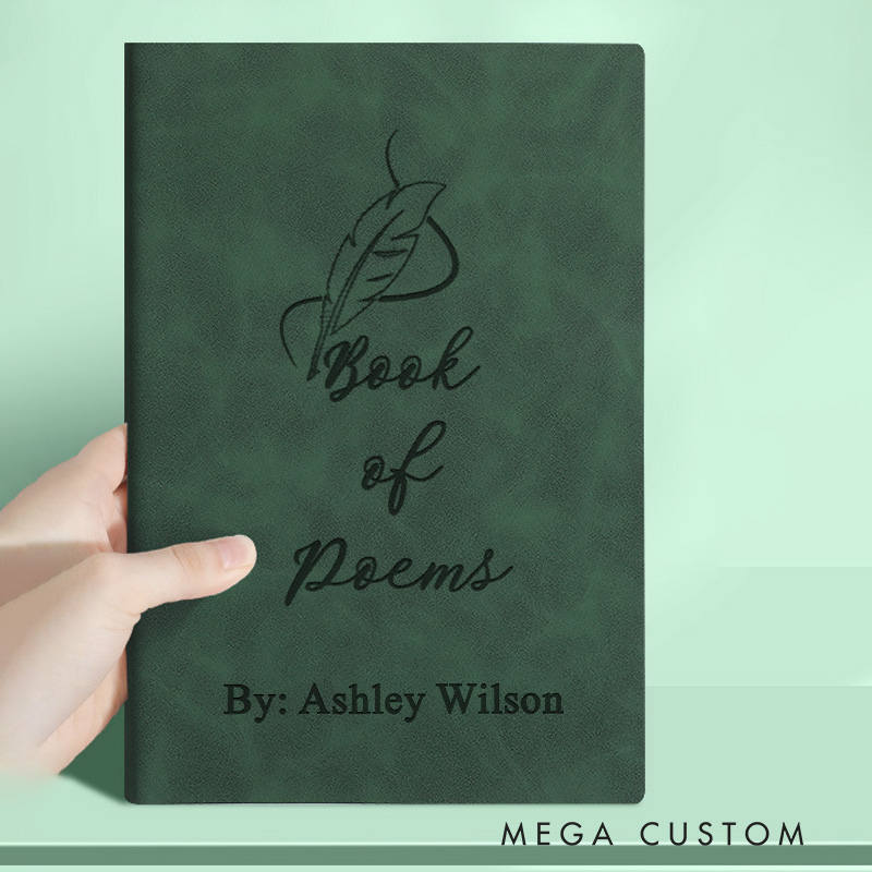 Personalized Book of Poem Journals Engraved Leather Poetry Notebook Journals with Name Book Lover Gift Bookish Gift for Librarian Gift