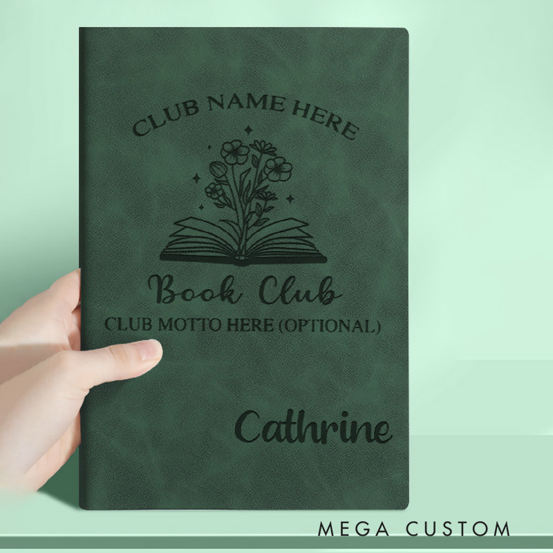 Personalized Book Club Journals Engraved Leather Reading Club Notebook Journals with Name Book Lover Gift Bookish Gift Librarian Gift