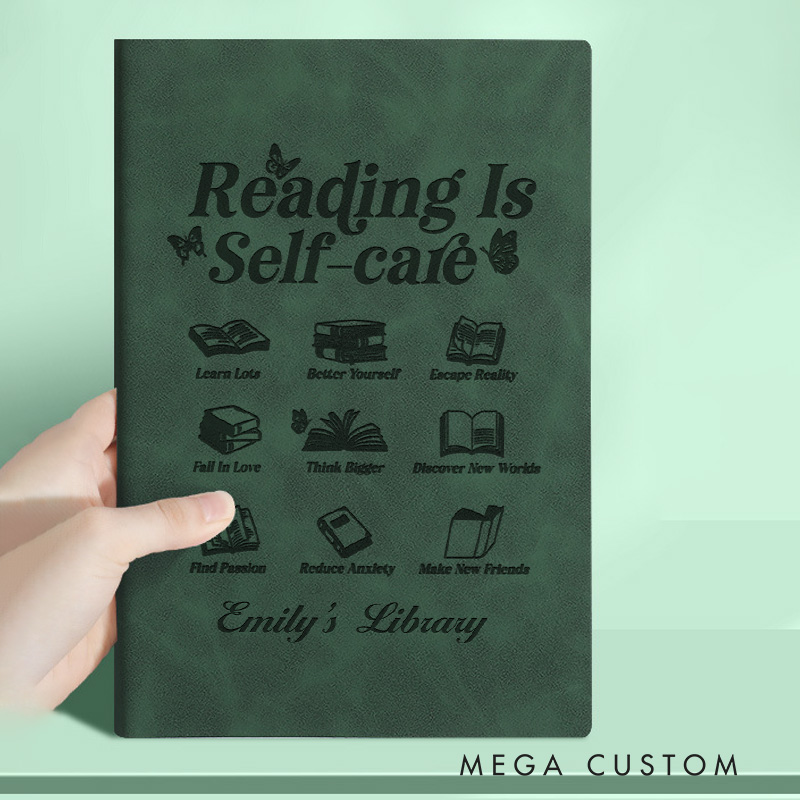 Personalized Reading is Self-Care Journals Engraved Leather A5 Notebook with Name for Librarian Gift Book Lover Gift Bookish Gift