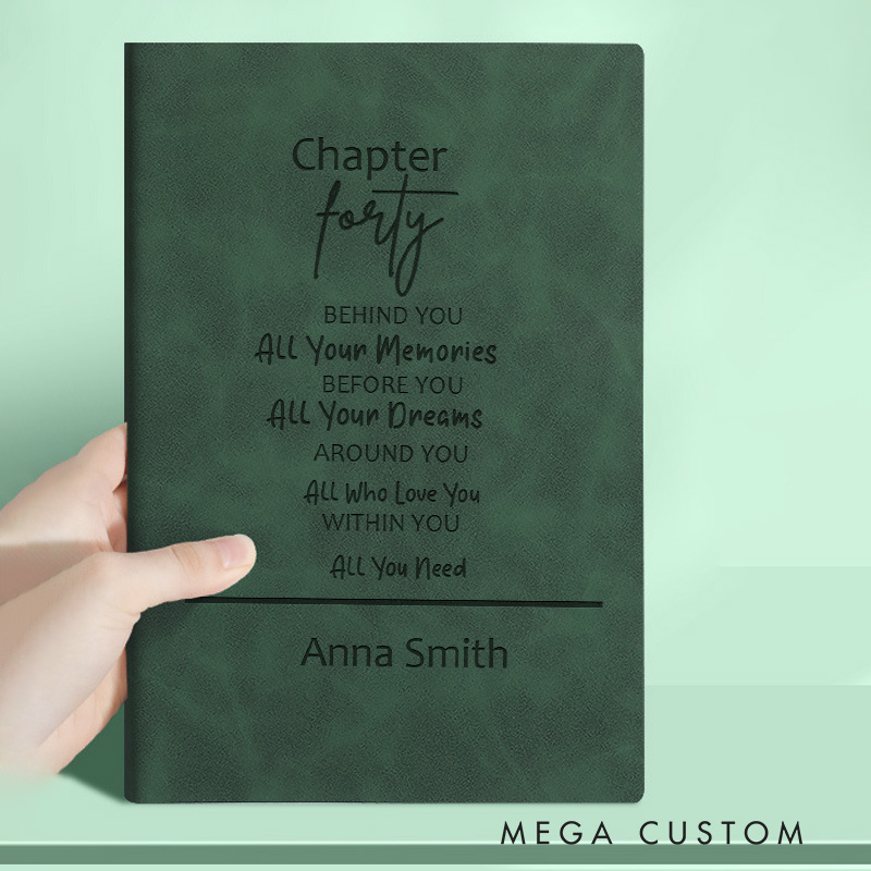 Personalized Fortieth One More Chapter Journals Leather A5 Notebook with Name Bookish Journal for Librarian Gift Book Lover Gift 40th Birthday Gift