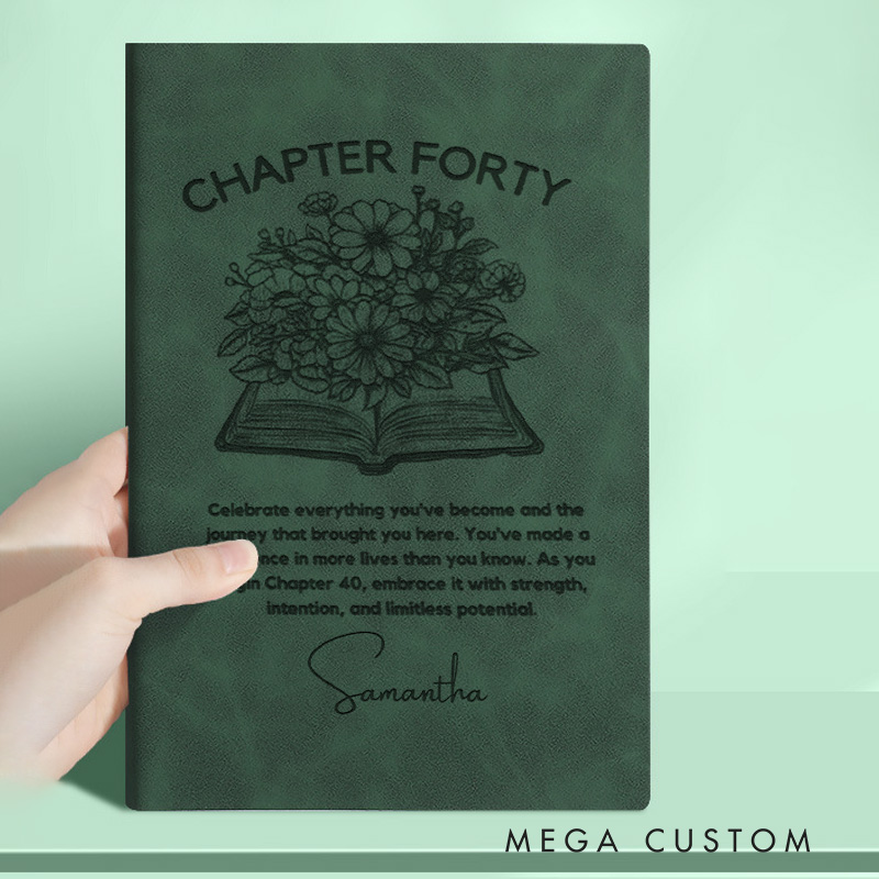 Personalized Chapter Forty Journal Leather A5 Notebooks with Name Bookish Journals for Librarian Gift Book Lover Gift 40th Birthday Gift