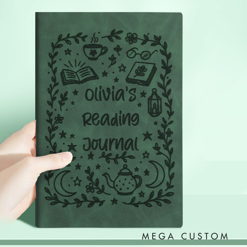 Personalized Leather Reading Journal Engraved Notebook Notebook with Name Bookish Journal for Book Lover Gift Bookish Gift Librarian Gift