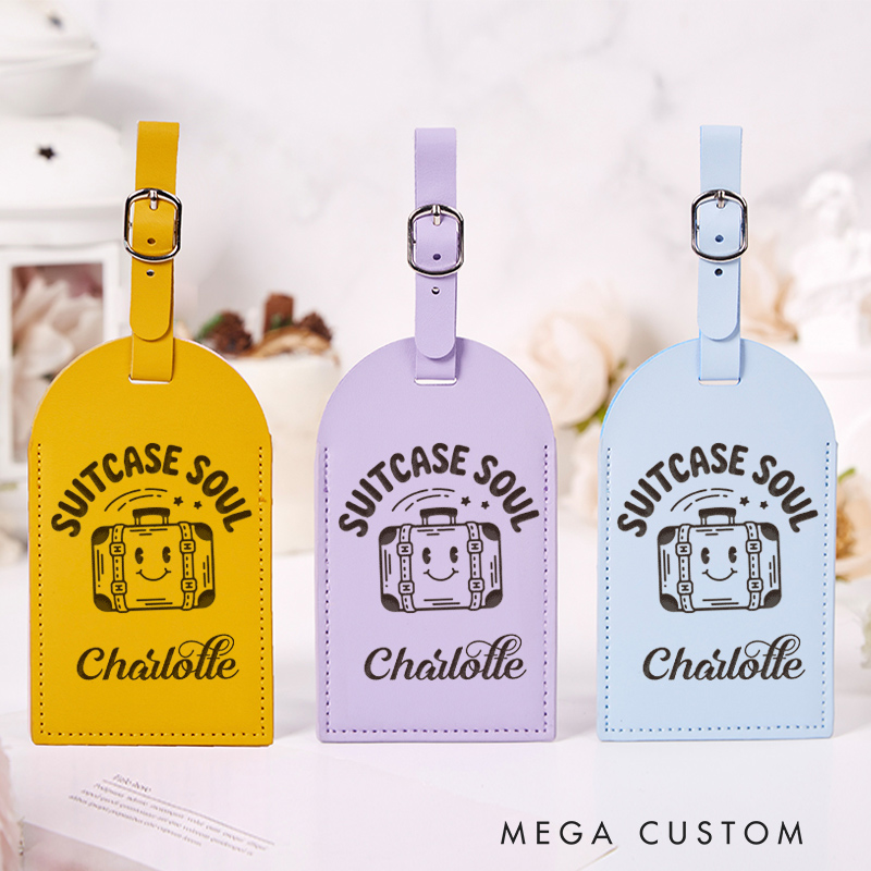 Personalized Suitcase Soul Leather Luggage Tags Gift for Traveling Lovers Luggage Tag Vacation Gift Trip Gift