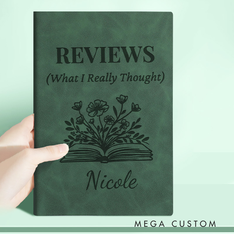 Personalized Book Review Journal Engraved Leather Reading Journal with Name Bookish Notebook for Book Lover Gift Bookish Gift Librarian Gift