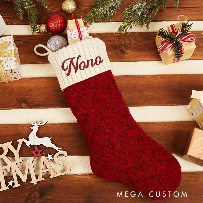 Personalized Knitted Christmas Stockings Monogram Family Christmas Stocking Gifts Embroidered Christmas Stockings