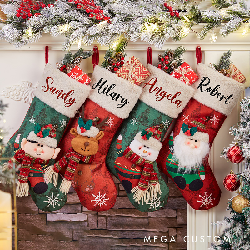 Personalized Family Stockings Monogram Christmas Stockings 2025 Stockings with Name Large Xmas Stocking Custom Family Gifts