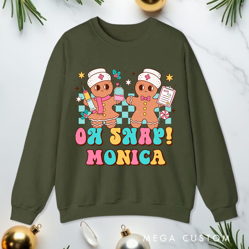 Personalized Nurse Sweatshirt Customized Gingerbread Nurse Design Sweatshirt Nurse Christmas Gifts 