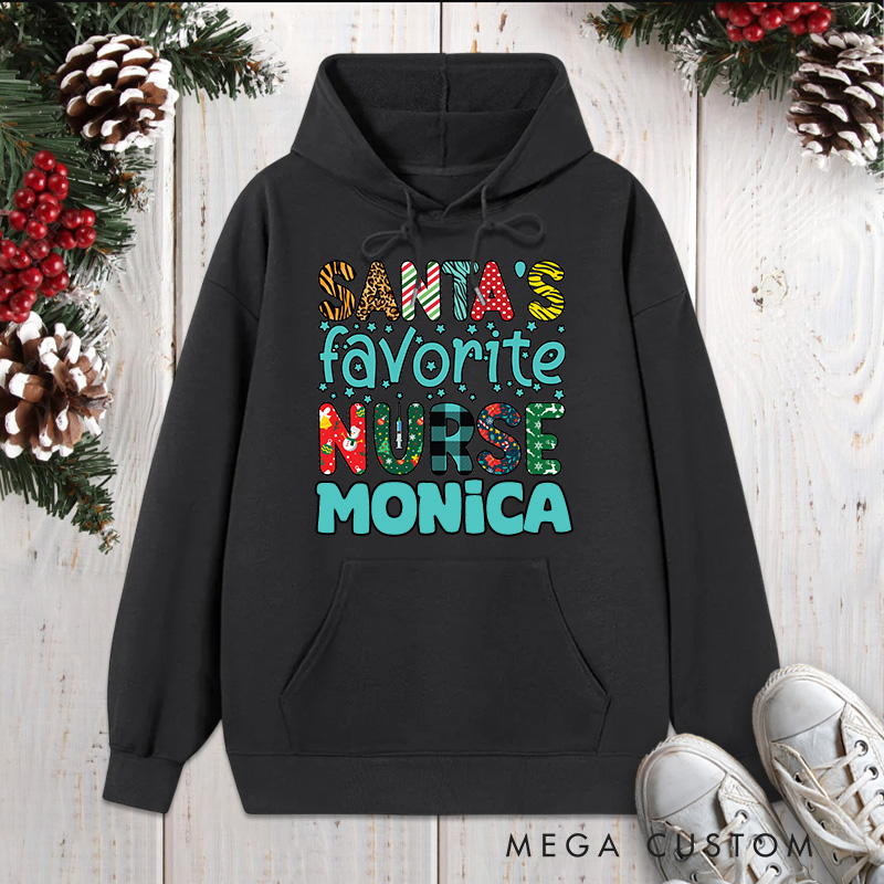 Personalized Hoodies for Nurse Customized Santa's Favorite Nurse Design Hoodies Xmax Gift