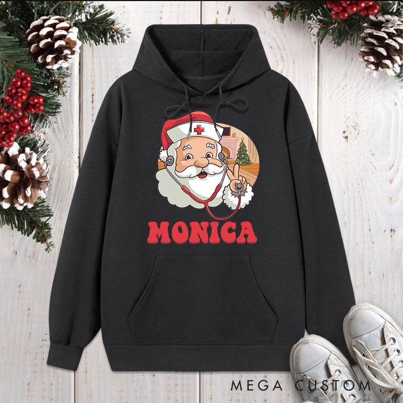 Personalized Hoodies for Nurse Customized Santa Nurse Design Hoodies Xmax Gift