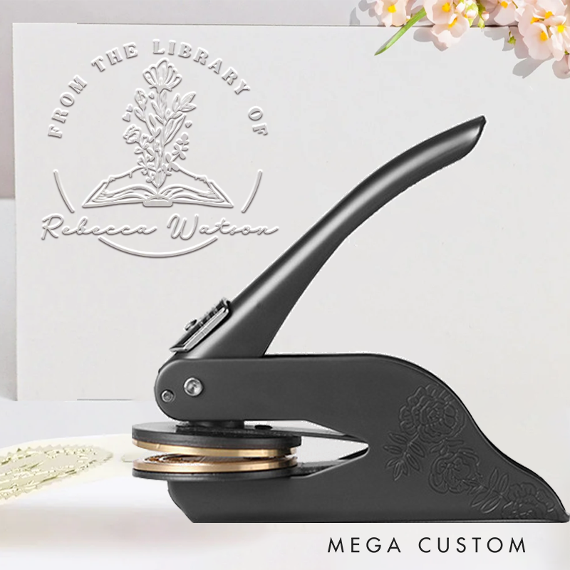 Personalized Flower Books Book Embosser Stamp from the Library of Library Embosser with Name Bookish Stamp for Book Lover Gift Librarian Gift