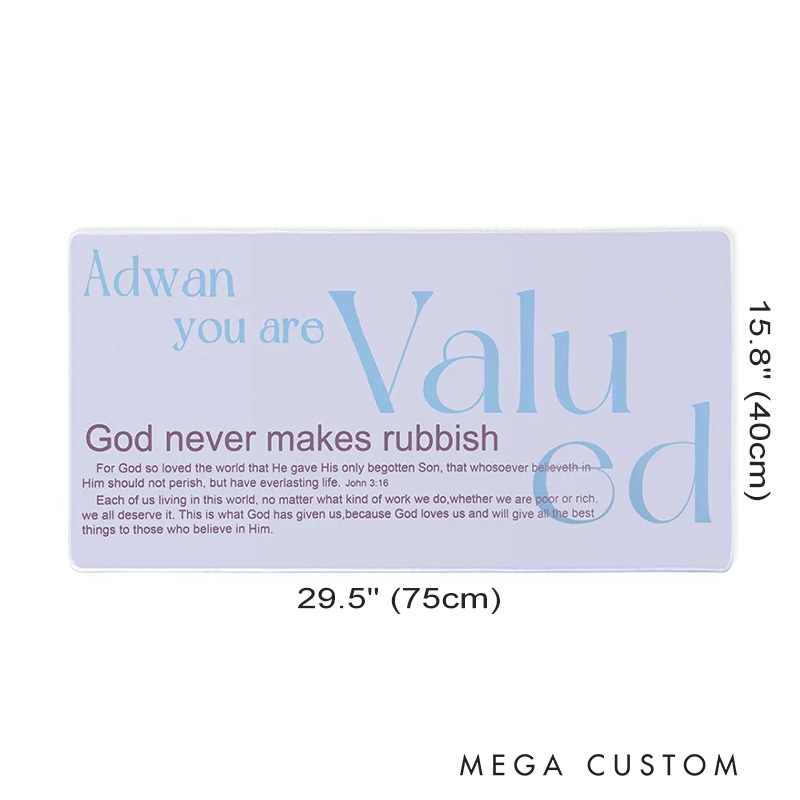 Personalized You are Valued Non-slip Mouse Pad with Bible Verse and Name Office Supply Religious Birthday Gift for Christians Colleagues