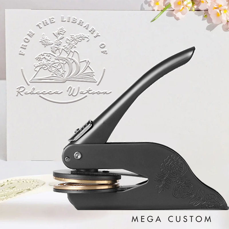 Personalized from the Library of Book Embosser Stamp Custom Flower Book Library Embosser Name Bookish Stamp for Book Lovers Librarian Gift