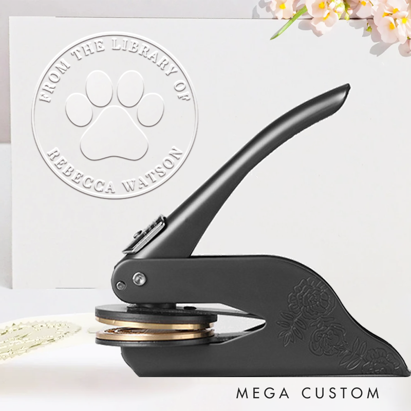 Personalized from the Library of Book Embosser Stamp Custom Library Embosser Name Paw Bookish Stamp for Book Lovers Librarian Gift