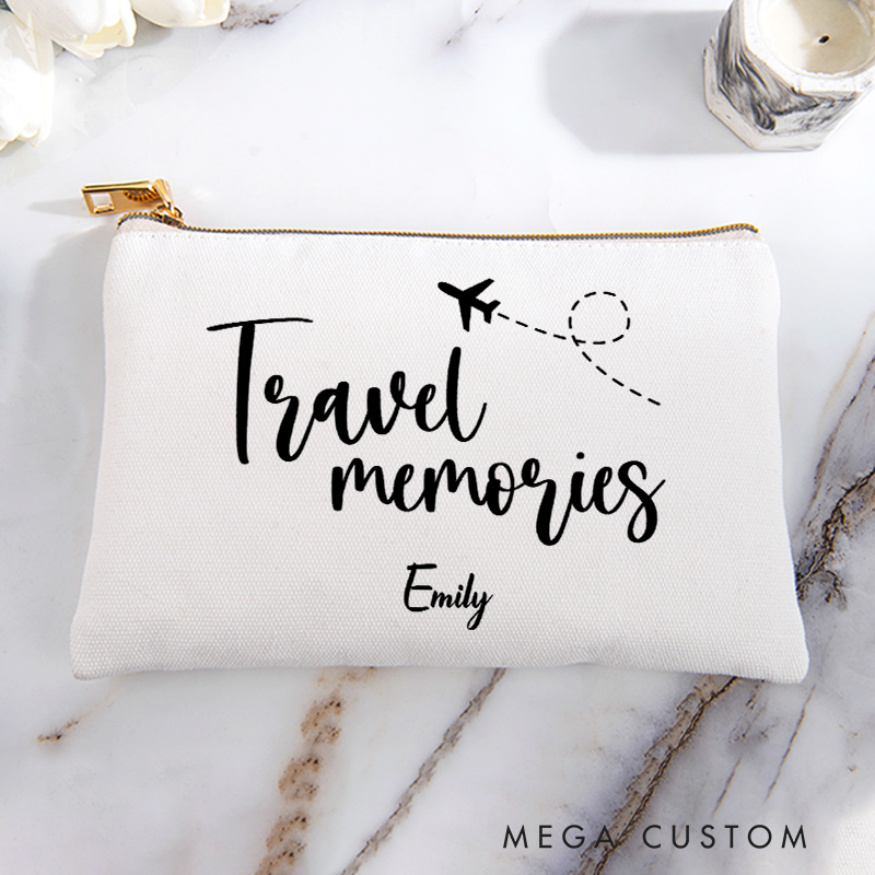 Personalized Travel Memories Storage Bag for Traveling Lover Zippered Project Pouch Gift for Travelers