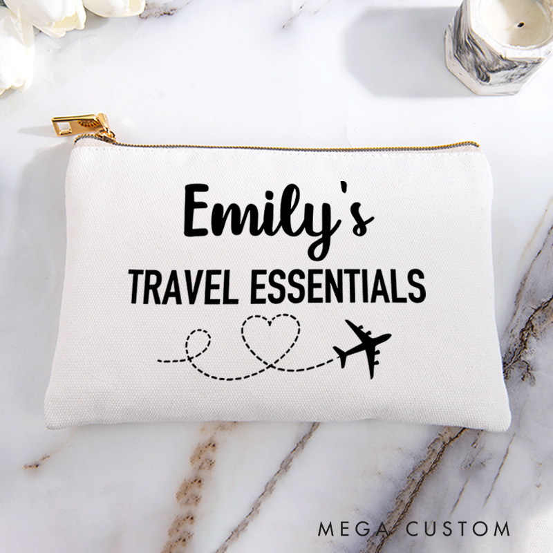 Personalized Travel Essentials Storage Bag for Traveling Lover Zippered Project Pouch Gift for Travelers