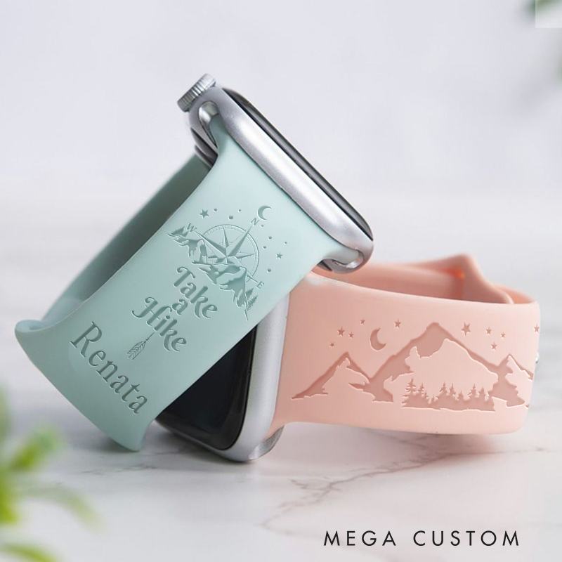 Personalized Take a Hike Watch Band Custom Mountain Adventure Hiking Lover Apple Watch Band Gift Outdoor Nature Lover