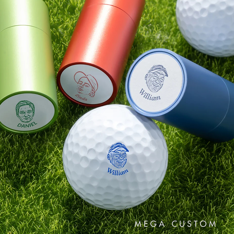 Personalized Golf Ball Stamp with Custom Face Photo and Name  