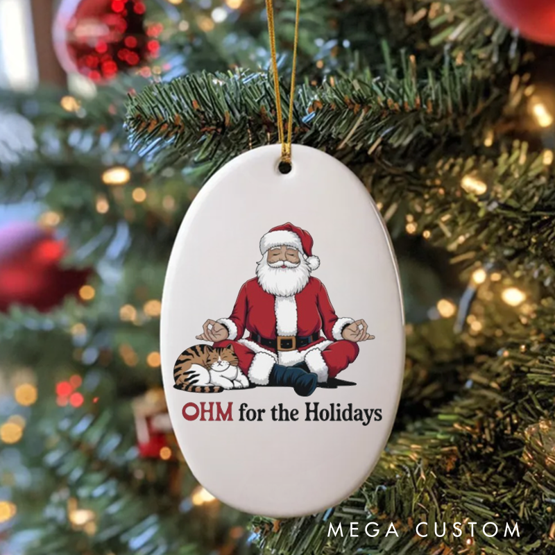 Personalized Santa Yoga Ornament Ornament with OHM for the Holidays Design Christmas Ornament Gift for Yoga Lover