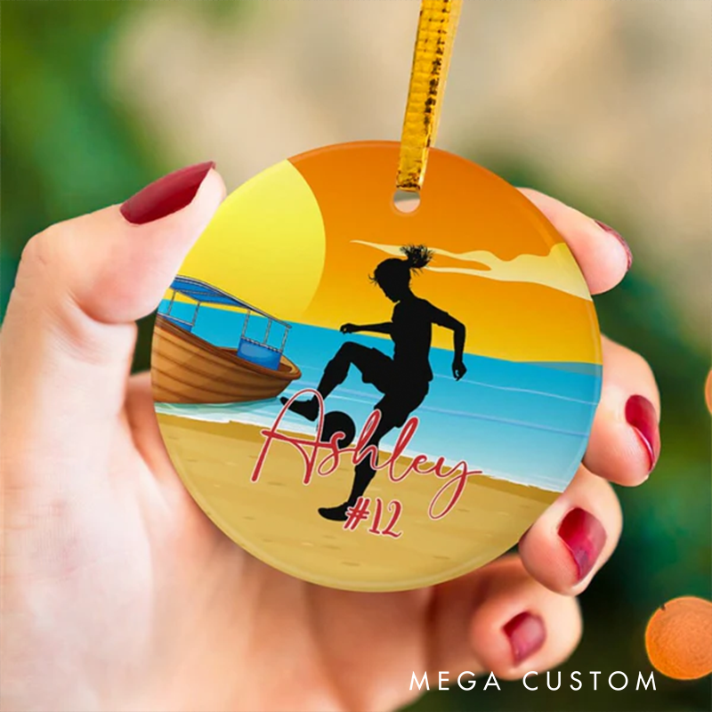 Personalized Soccer Player Christmas Ornaments Custom Name and Number Design