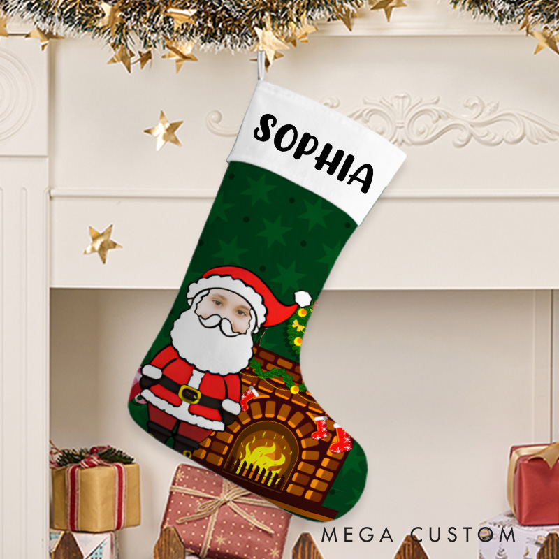 Personalized Santa with Gift Bag Christmas Stocking
