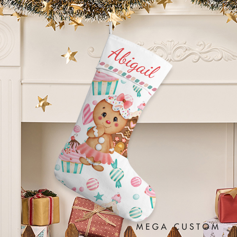Personalized Gingerbread and Candy Christmas Stocking