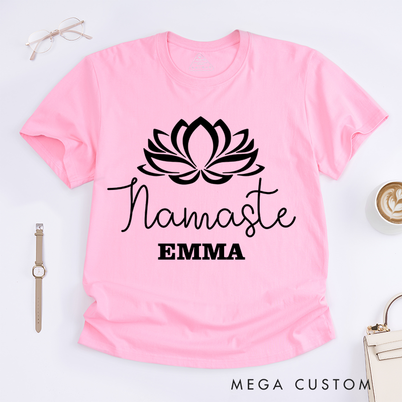 Personalized Lotus Flower T-Shirt Comfort Colors Girly T-Shirt Trendy Tee Cute Meditation Gift Shirt Graphic Tee Spiritual Yoga Shirt