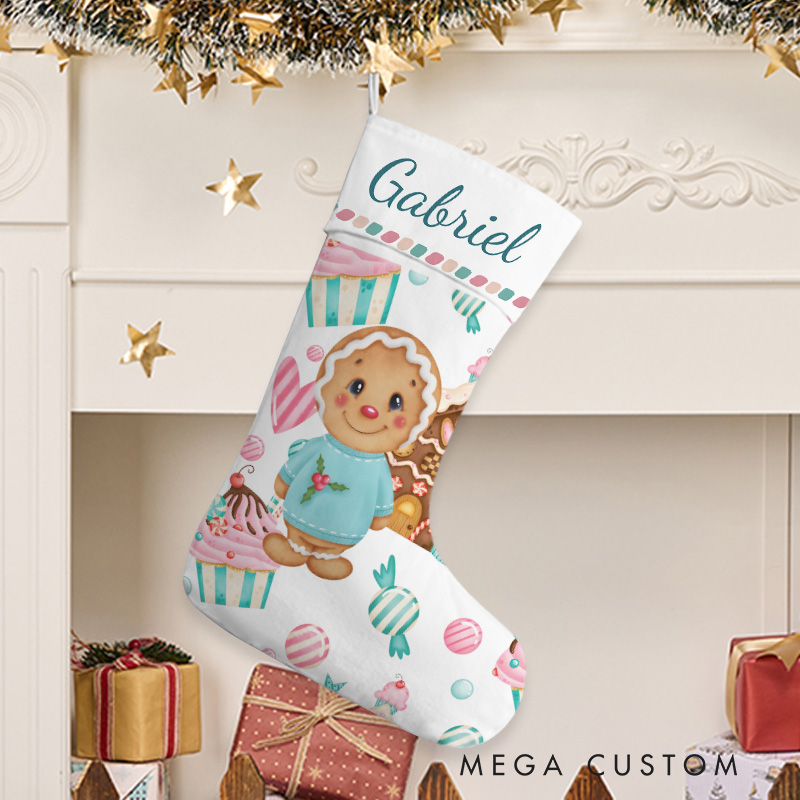 Personalized Gingerbread and Sweets Christmas Stocking