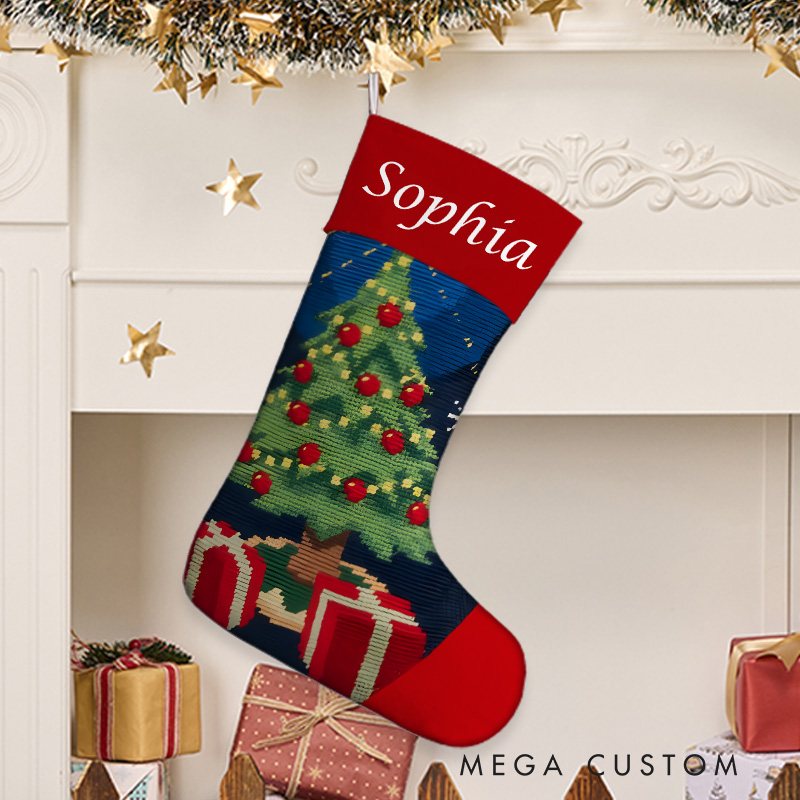 Personalized Christmas Tree and Gifts Christmas Stocking