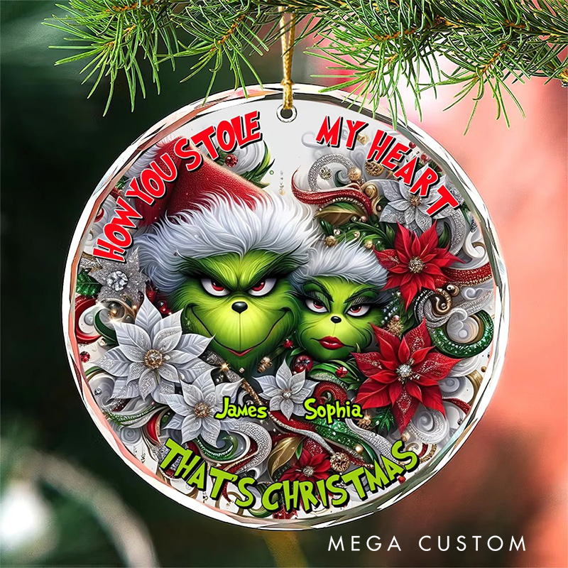 Personalized Monster Couple Movie Christmas Ornament Glass Ornament Art Lovers Christmas Gift Artistic Xmas Gift Christmas Decor
