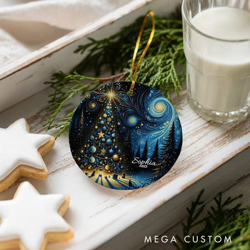 Personalized Starry Night Art Ceramic Christmas Ornament Glass Ornament Art Lovers Christmas Gift Artistic Xmas Gift Christmas Decor