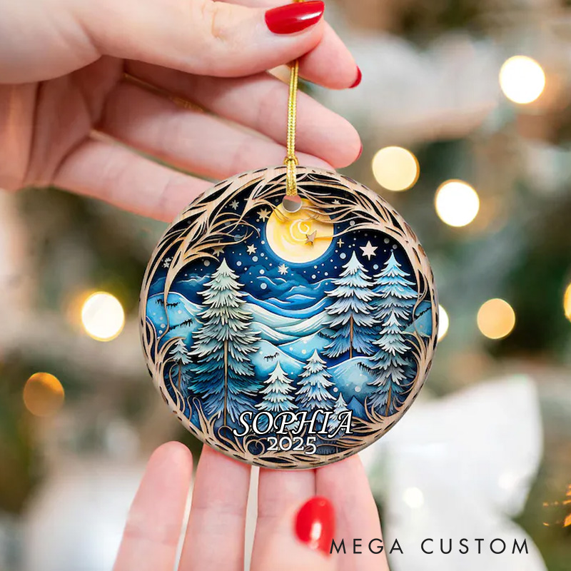 Personalized Papercutting style 2D the Eve Art Christmas Ornament Ceramic Ornament Art Lovers Christmas Gift Artistic Xmas Gift Christmas Decor