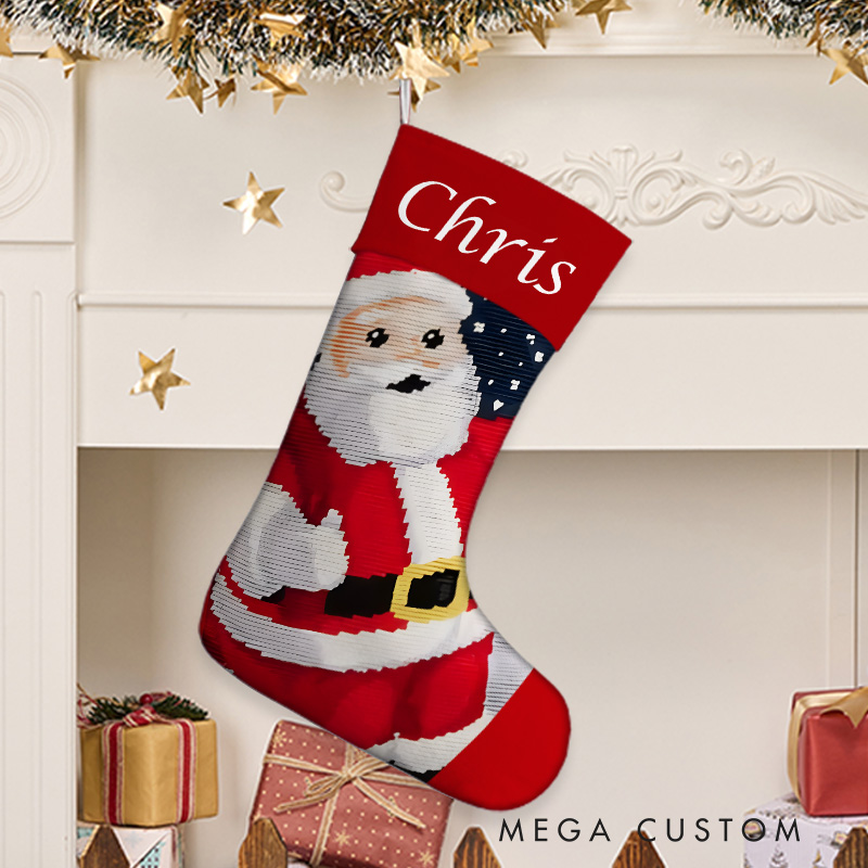 Personalized Santa with Candy Cane Christmas Stocking