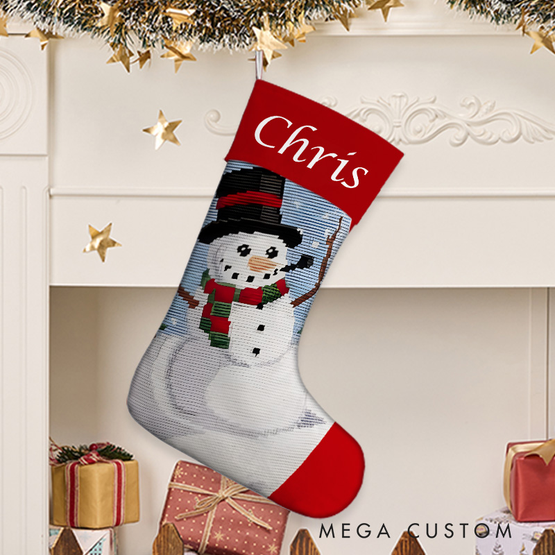Personalized Snowman with Scarf Christmas Stocking