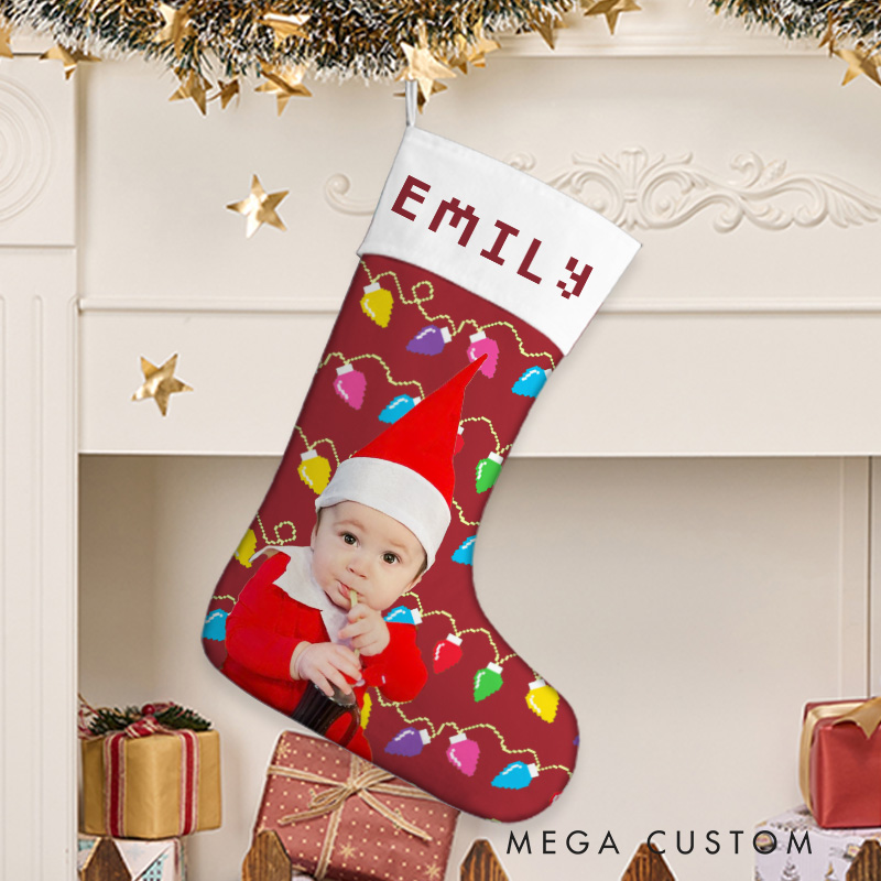 Personalized Cute Baby with Hearts Christmas Stocking