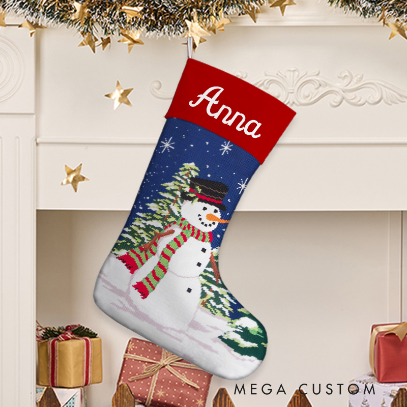 Personalized Snowman and Stars Christmas Stocking