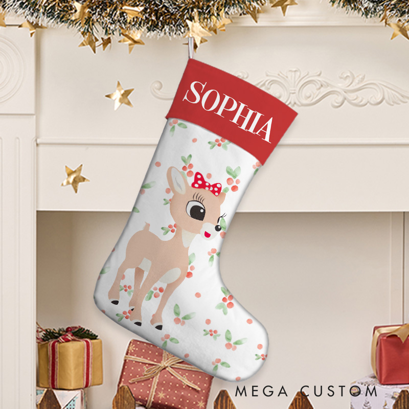 Personalized Reindeer with Ornaments Christmas Stocking