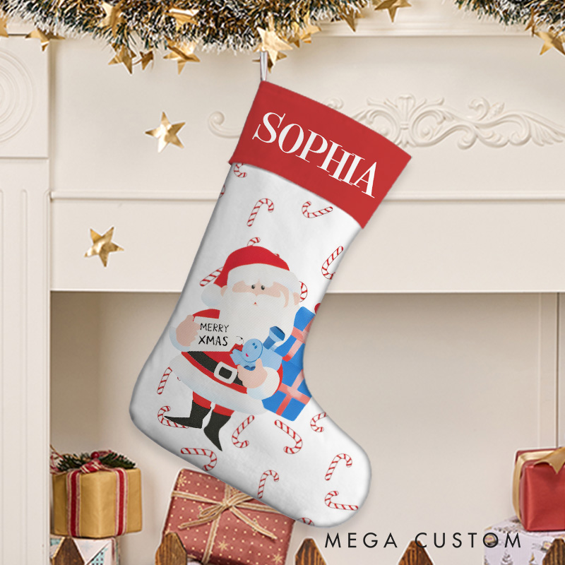 Personalized Santa with Train Christmas Stocking