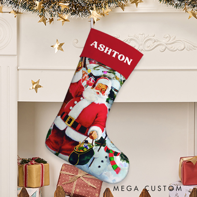 Personalized Santa with Toys Christmas Stocking