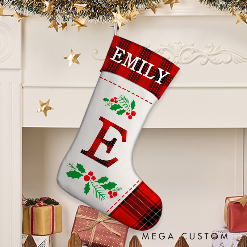 Personalized Holly Initial Christmas Stocking