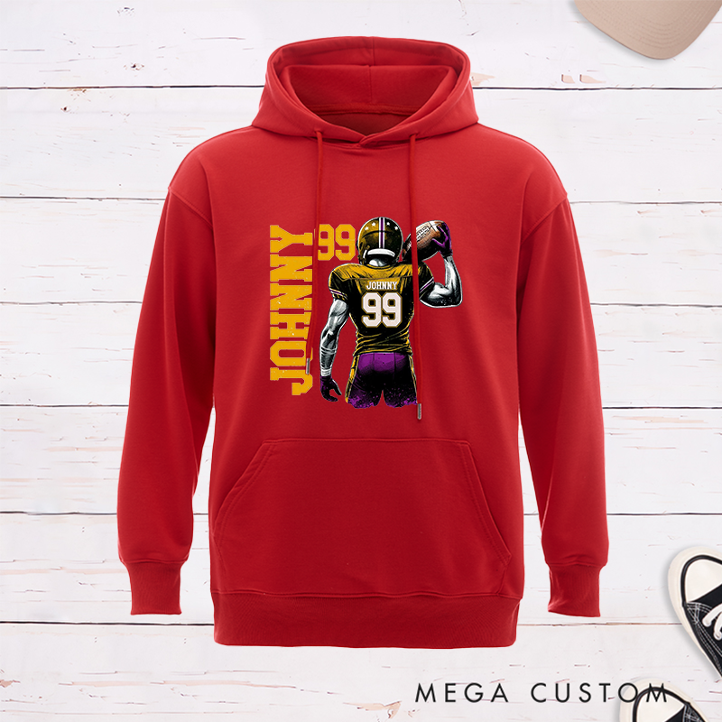Personalized Football Hoodie with Custom Name, Number, and Unique Player Design