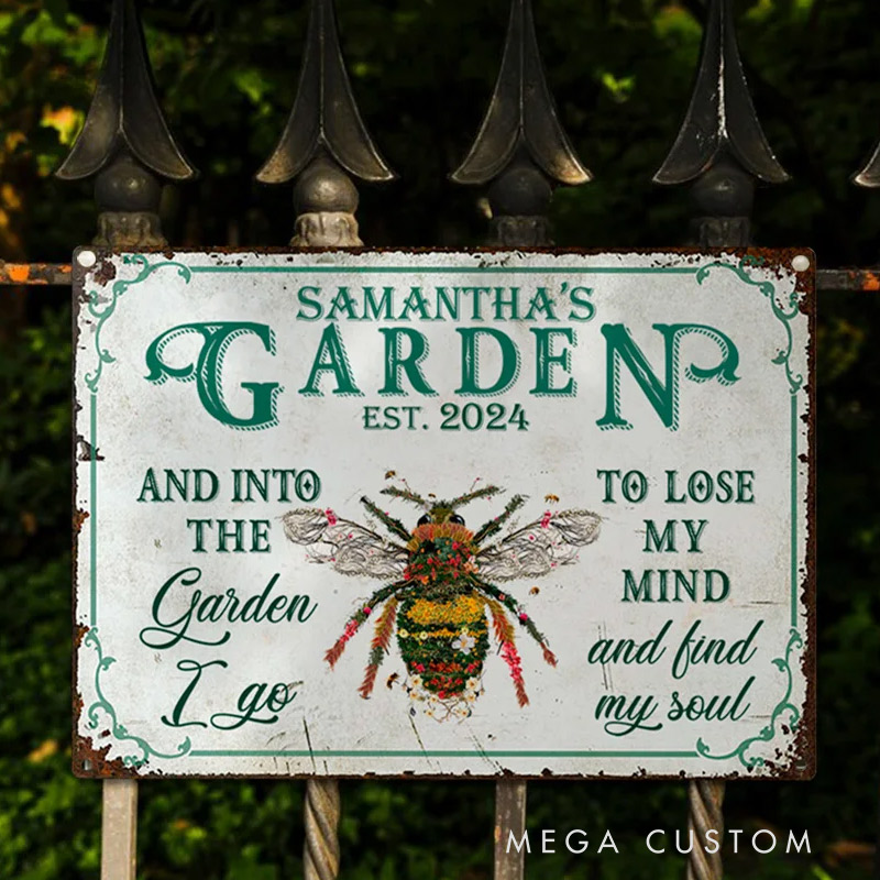 Personalized Metal Garden Sign Retro Floral Insect Animal Metal Garden Sign Rustic Outdoor Decor Housewarming Gift Gardening Lovers Gift
