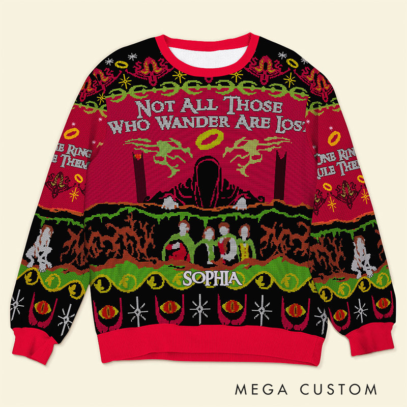 Personalized Not all Those Who Wander Are Lost Christmas Ugly Sweater Movie Christmas Sweater Film Fan Family Sweater
