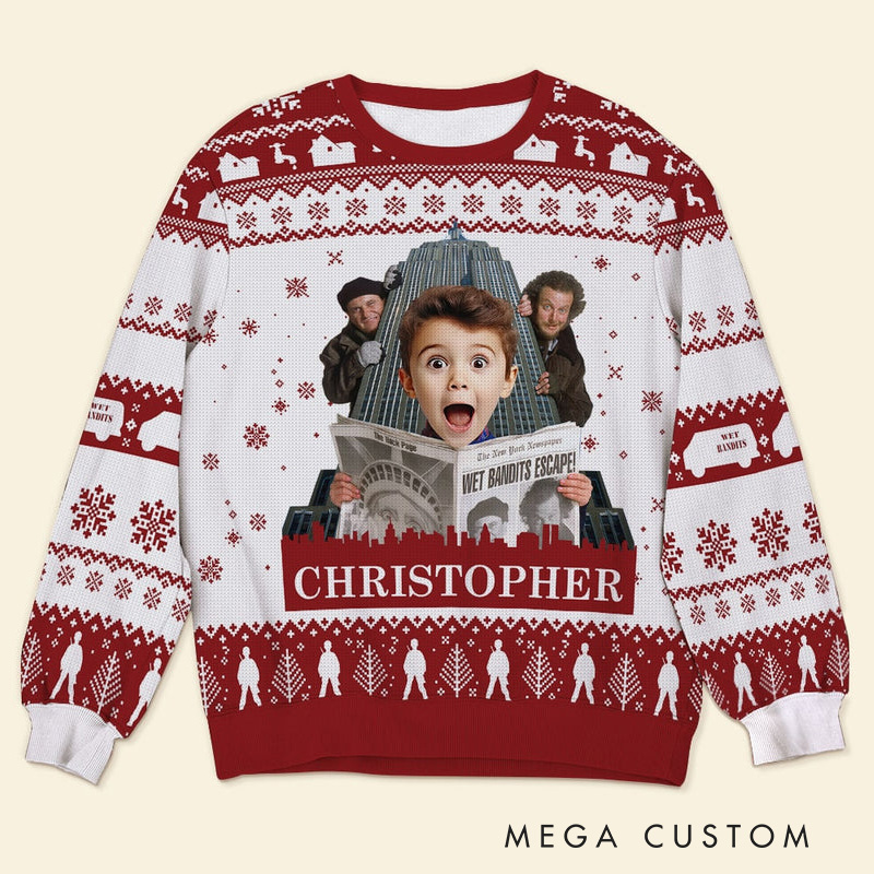 Personalized Classic Movie Photo Christmas Ugly Sweater Movie Christmas Sweater Film Fan Family Sweater