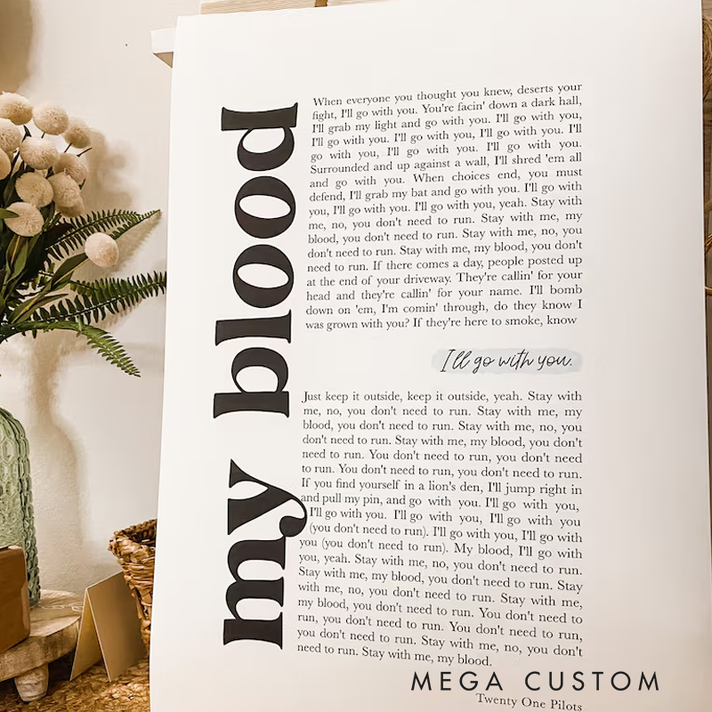 Personalized Song Lyric Print Custom Lyrics Wall Art Without Frame Music Quote Poster Custom Song Art